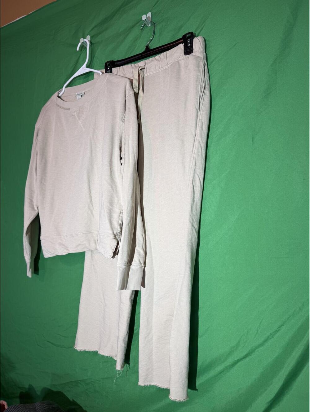 Sundance Beige Lounge Set w/ Long Sleeve Top and Drawstring